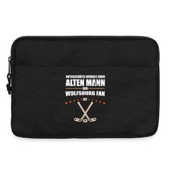 Vieil Homme - Fan de hockey sur glace de Wolfsburg | Vintage - Sacoche pour ordinateur portable 13 pouces - noir - Devant