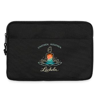 Inspire, expire, sourire - Cadeau de yoga - Sacoche pour ordinateur portable 13 pouces - noir - Devant