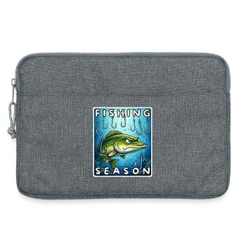 Chemise de pêche drôle de brochet, autocollant - Sacoche pour ordinateur portable 13 pouces - gris chiné - Devant