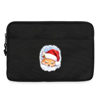 Schlafender Fuchs mit Weihnachtsmütze - Laptoptasche 13" - Schwarz - Vorne