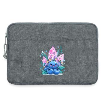 Kawaii Kristallbeere mit Edelsteinblüten - Laptoptasche 13" - Grau meliert - Vorne