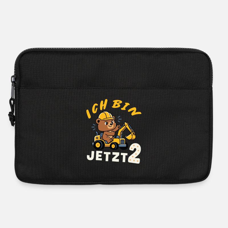 Ich bin jetzt 2 – Bär Bagger Bauarbeiter Design - Laptoptasche 13" - Schwarz