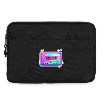 Neon Rainbow Cassette Sticker - Laptop bag 13" - black - Front