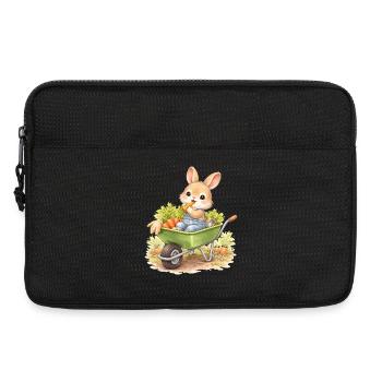 Cute bunny with carrots in wheelbarrow - Laptop bag 13" - black - Front