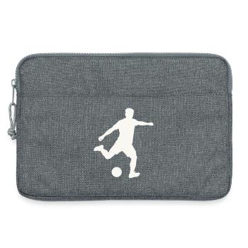 Kicker-Silhouette in Bewegung - Laptoptasche 13" - Grau meliert - Vorne