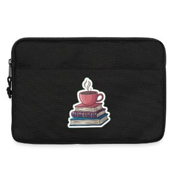 Café et piles de livres - Sacoche pour ordinateur portable 13 pouces - noir - Devant