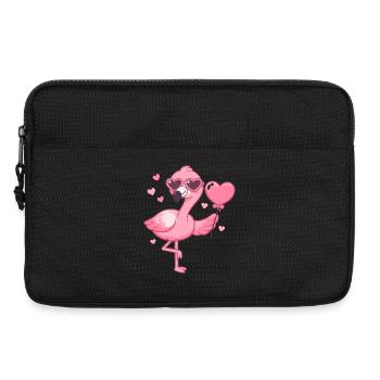 Pink flamingo with heart glasses - Laptop bag 13" - black - Front
