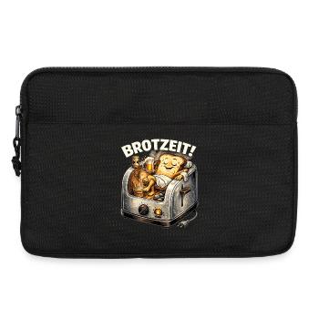 Brotzeit! Lustiges Toast Humor Shirt - Laptoptasche 13" - Schwarz - Vorne
