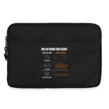Was ich meiner Frau erzähle Lustiges Angler Motiv - Laptoptasche 13" - Schwarz - Vorne