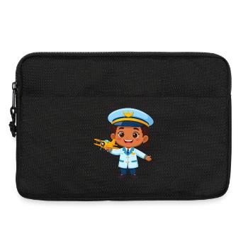 Capitaine de Kawaii avec avion – Art de pilote mignon - Sacoche pour ordinateur portable 13 pouces - noir - Devant
