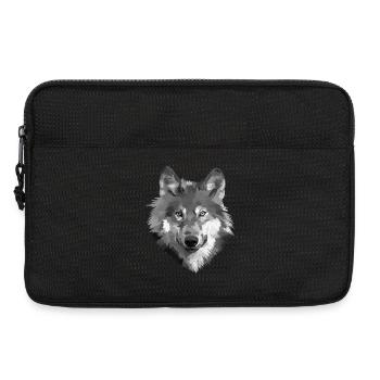 Portrait du Loup en niveaux de gris - Sacoche pour ordinateur portable 13 pouces - noir - Devant