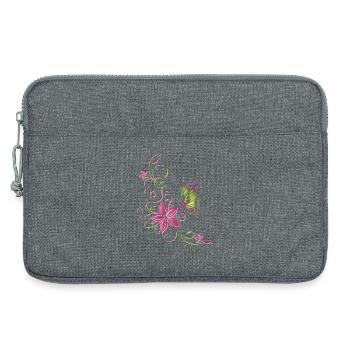 Florales Blumenmotiv mit Schmetterling - Laptoptasche 13" - Grau meliert - Vorne