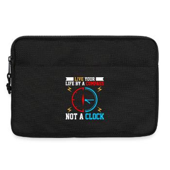 Lebensweisheit Uhr mit Kompassmotiv - Laptoptasche 13" - Schwarz - Vorne