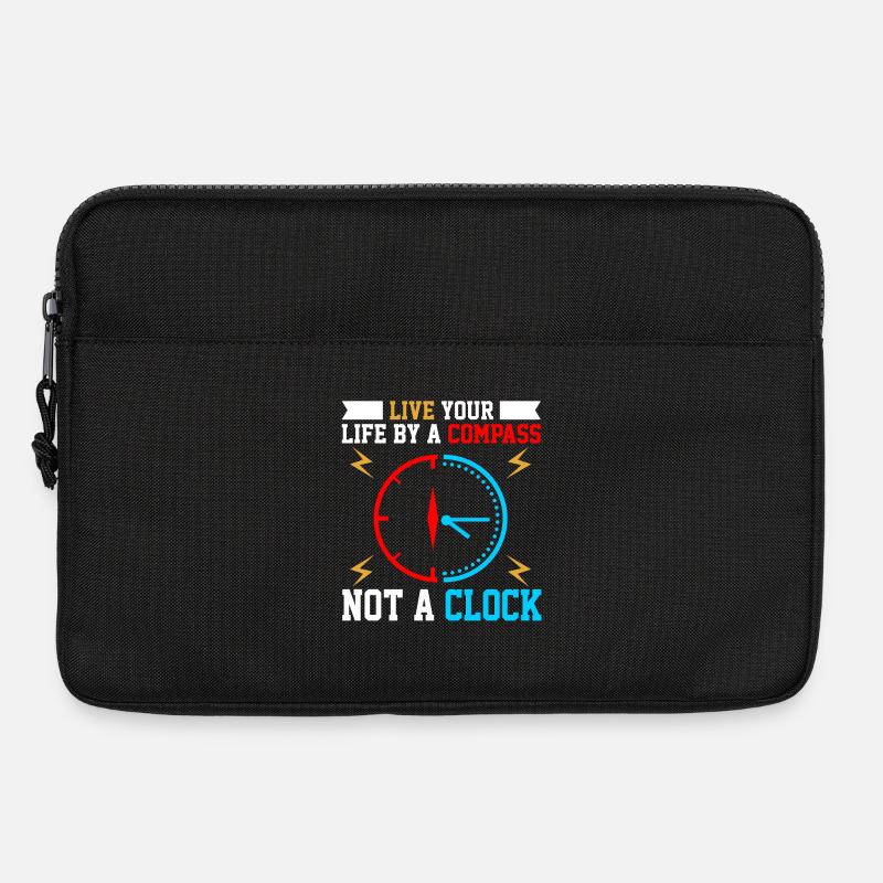 Wisdom Clock with Compass Motif - Laptop bag 13" - black