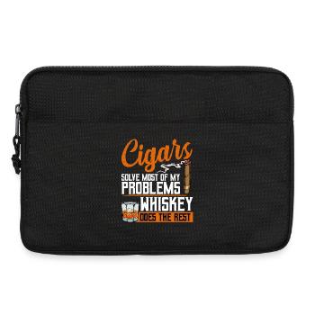 Cigars Solve Problems, Whiskey Does the Rest - Laptoptasche 13" - Schwarz - Vorne