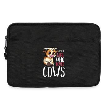 Fille à motif amoureuse des vaches - Sacoche pour ordinateur portable 13 pouces - noir - Devant