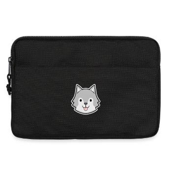 Autocollant tête husky heureuse - Sacoche pour ordinateur portable 13 pouces - noir - Devant
