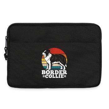 Border Collie Rétro - Sacoche pour ordinateur portable 13 pouces - noir - Devant