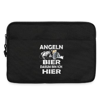 Angeln und Bier Darum bin ich hier. - Laptoptasche 13" - Schwarz - Vorne