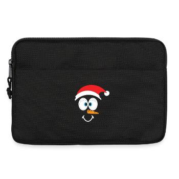 Bonhomme de neige joyeux avec chapeau de père Noël - Sacoche pour ordinateur portable 13 pouces - noir - Devant