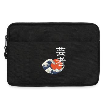 Vague kanji et soleil rouge - Sacoche pour ordinateur portable 13 pouces - noir - Devant