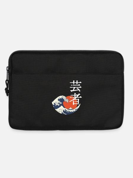 Kanji-Welle und rote Sonne - Laptoptasche 13" - Schwarz
