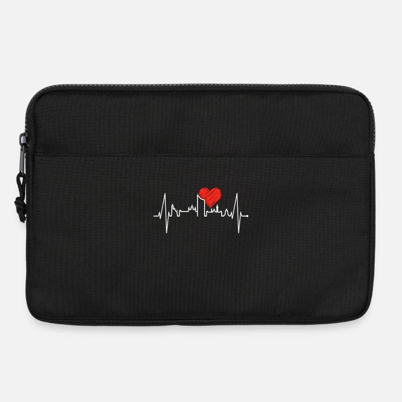 Leipzig Skyline Herzschlag Leipziger Herz Leibzsch - Laptoptasche 13" - Schwarz