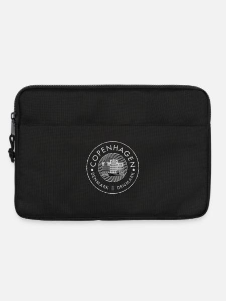Kopenhagen Hafen Illustration Schwarzweiß - Laptoptasche 13" - Schwarz