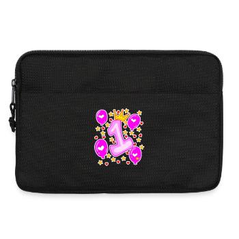 1. Anniversaire filles ballons de couronne étoiles - Sacoche pour ordinateur portable 13 pouces - noir - Devant