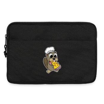Beaver eats pizza chef gourmet - Laptop bag 13" - black - Front