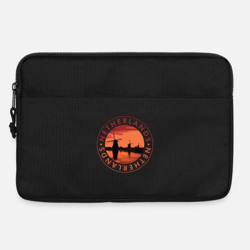Niederlande Windmühlen Abendstempel - Laptoptasche 13" - Schwarz