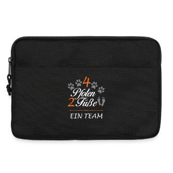 4 Pfoten, 2 Füße ein Team Dog Hund Gassi Design - Laptoptasche 13" - Schwarz - Vorne