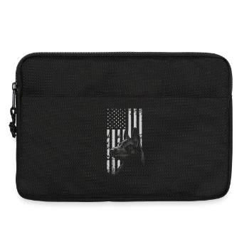 Schwarzer Deutscher Schäferhund American Flag USA - Laptoptasche 13" - Schwarz - Vorne