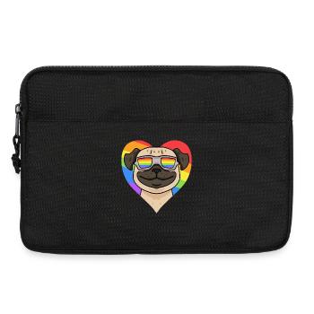 Mops coeur arc-en-ciel - Sacoche pour ordinateur portable 13 pouces - noir - Devant