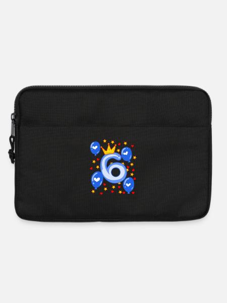 6. Geburtstag Junge Luftballons Krone Sterne - Laptoptasche 13" - Schwarz