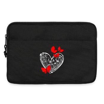 Cadre papillon en forme de fleurs en forme de cœur - Sacoche pour ordinateur portable 13 pouces - noir - Devant