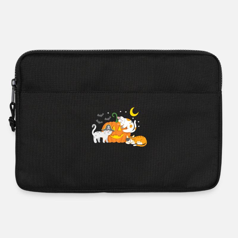 Halloween Katzen Kürbis - Laptoptasche 13" - Schwarz