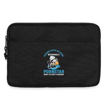 Funny Fishing Quote Fishing Saved Me From Become - Laptop bag 13" - black - Front