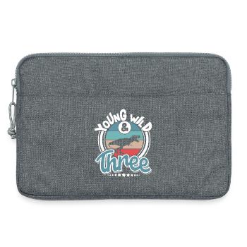 3 ans d’anniversaire Dino Dinosaures - Sacoche pour ordinateur portable 13 pouces - gris chiné - Devant