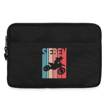 Motocross 7 Jahre Kindergeburtstag 7. Geburtstag - Laptoptasche 13" - Schwarz - Vorne