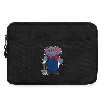 Elephant as farmer with shovel - Laptop bag 13" - black - Front