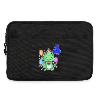 4 years old - Dinosaurs - 4th birthday gift - Laptop bag 13" - black - Front