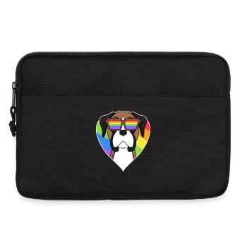 Boxer Dog Rainbow Heart - Laptop bag 13" - black - Front