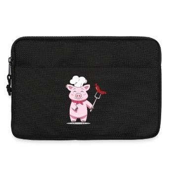 Pig Grill Master avec saucisse – Design drôle - Sacoche pour ordinateur portable 13 pouces - noir - Devant