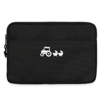 Traktor mit Babywagen - Zwillinge - Laptoptasche 13" - Schwarz - Vorne
