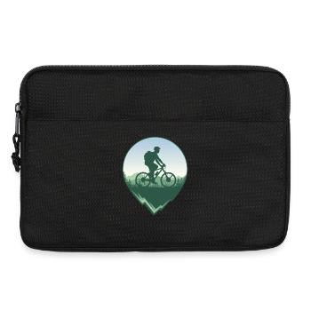 Mountain bikers in front of forest and mountains - Laptop bag 13" - black - Front