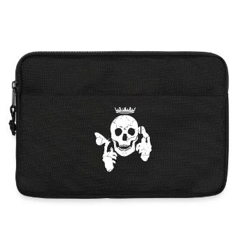 Crâne avec papillon et téléphone - Sacoche pour ordinateur portable 13 pouces - noir - Devant