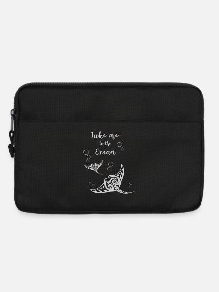 "Take me to the Ocean" Slogan mit zwei Mantas - Laptoptasche 13" - Schwarz