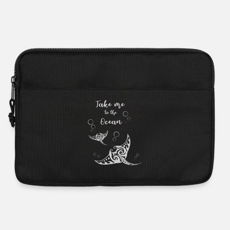 "Take me to the Ocean" Slogan mit zwei Mantas - Laptoptasche 13" - Schwarz