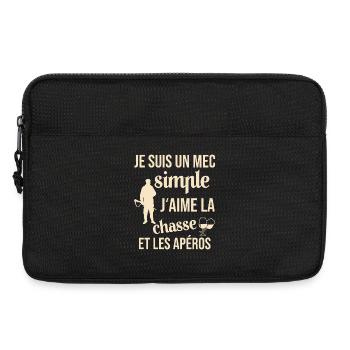 Un mec Simple J'aime la Chasse et les Apéros - Sacoche pour ordinateur portable 13 pouces - noir - Devant